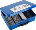 KYODOLED Blue Safe Box with Digital Keypad Lock, Lock Box with Code for Personal Items, Metal Security Box for Cash, Passport, Jewelry, Ideal for Home, Office, Garage Sale, 11.8'' x 9.4'' x 3.5'' by KYODOLED