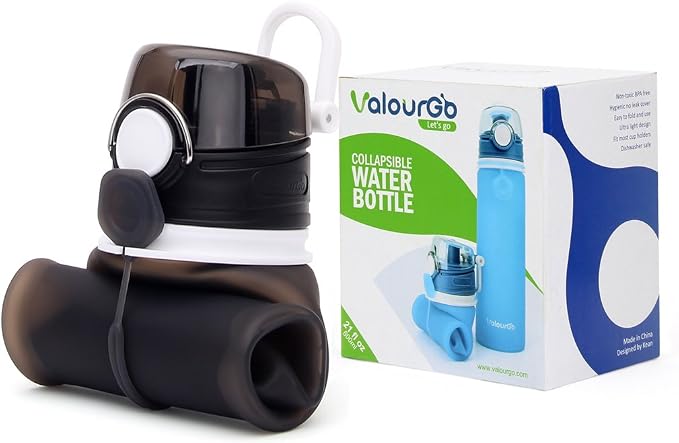 Valourgo Collapsible Water Bottle, Silicone Foldable with Leak Proof Valve BPA Free, Aqua Blue, 21 oz - Image 7