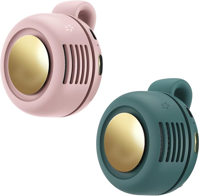 Portable Clip-On Fan, Mini USB Rechargeable 360° Rotatable Fan, Personal Fan 3-Speed Silent Mini Bladeless Fans (2 pack(Pink and Green)) by Ahuccf