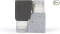 Gravel Silicone Travel Bottles for Toiletries 3oz (2-Pack) – Leakproof, BPA-Free, TSA Approved Travel Bottles with Label System for Shampoo, Conditioner, and Liquid Toiletries (Clear & Gray) by Gravel
