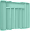 Aujen Silverware Drawer Organizer, Adjustable Utensil Cutlery Tray | Expandable Kitchen Organizer for Forks Knives, Multipurpose Kitchen Storage, Apartment Essentials, Green, Large by AUJEN