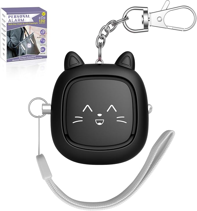 Safe Sound Personal Alarm, 130 dB Loud Siren Song Emergency Security Alarm Keychain with LED Light, Personal Sound Safety Siren for Women, Men, Children, Elderly(Black) by VIGOROAD