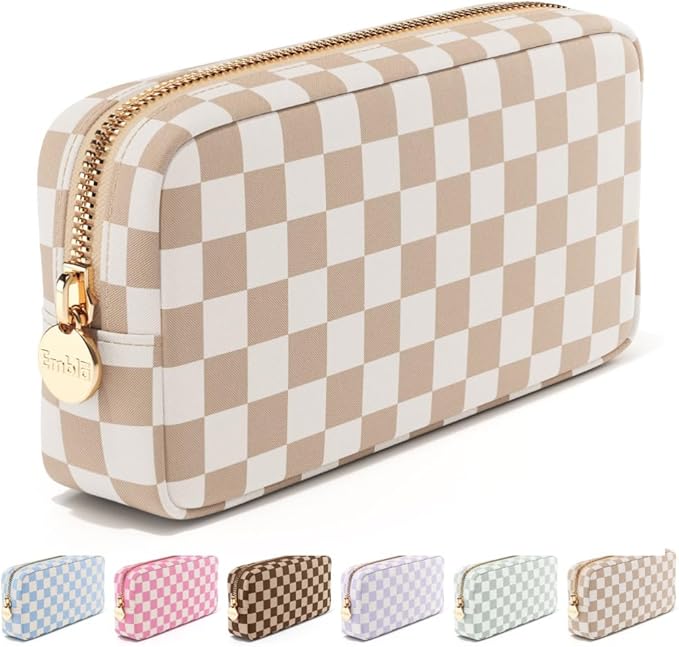 Makeup Bag for Women, Travel Cosmetic Organizer, Waterproof Toiletry Pouch | Small Nylon Cosmetic Bag with Zipper, Water-Resistant Beauty Pouch for Purse, Travel Essentials, Make up Case by Embla