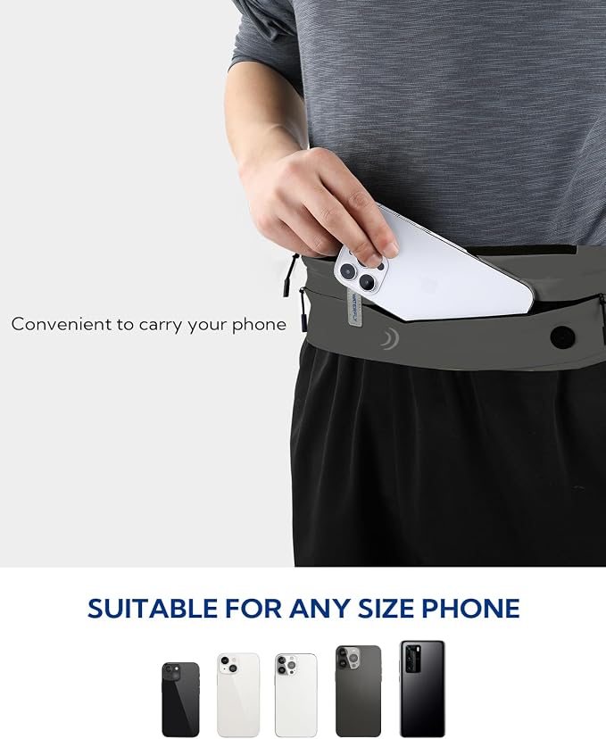 WATERFLY Running Belt Fanny Pack:Phone Holder Belt for Men Women | Lightweight, Soft and breathable fabric,SBS zipper, adjustable waist belt, Zero bounce, Suitable for running workout Fitness - Image 3