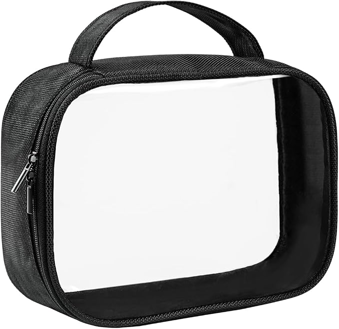 Moyad TSA Approved Toiletry Bag Clear Quart Size Travel Bags Makeup Bag | Large Opening, for Men and Women, Carry on Airline Compliant, Transparent Liquids Pouch, Black by Moyad