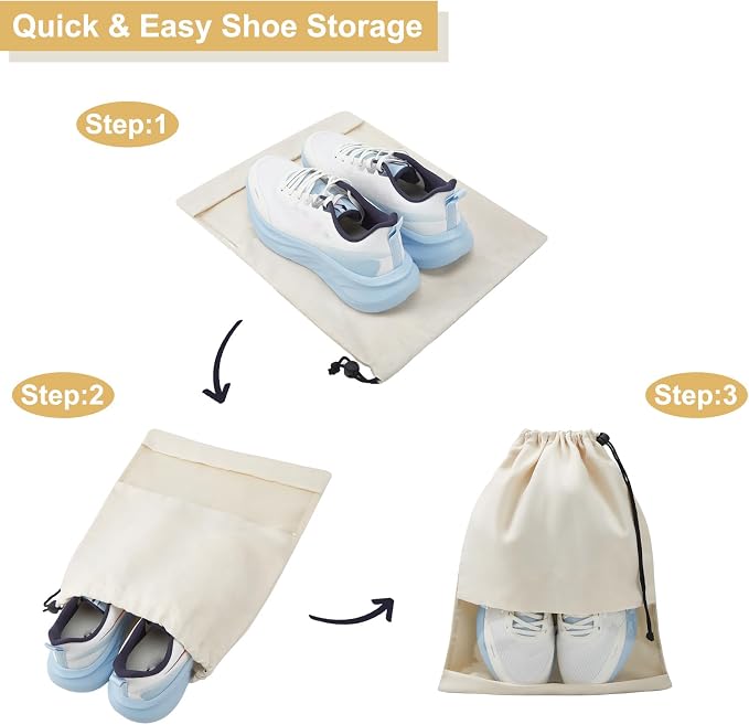 4 Pcs Shoe Bags for Travel with Clear TPU Window & Drawstring Closure | 13.8"x17.7" Fits Most Shoes, Dust Resistant, Washable & Reusable, Travel Shoe Storage Bags for Men & Women - Image 5