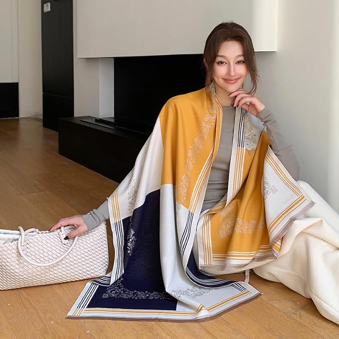 WaJuemy Winter Scarf for Women Dressy Evening Pashmina Shawl Wraps Open Front Poncho Blanket Fashion Travel Shawls Cape Wrap - Image 2