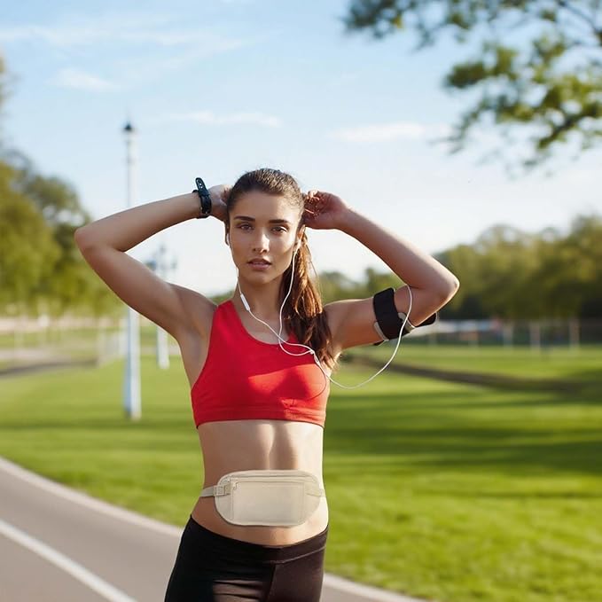 Money Belt Anti-theft Waist Pack Nylon Fanny Pack Hidden Under Clothes Passport Holder Travel Wallet with Adjustable Buckle for Travel, Running, Hiking, Cycling (Black) - Image 8