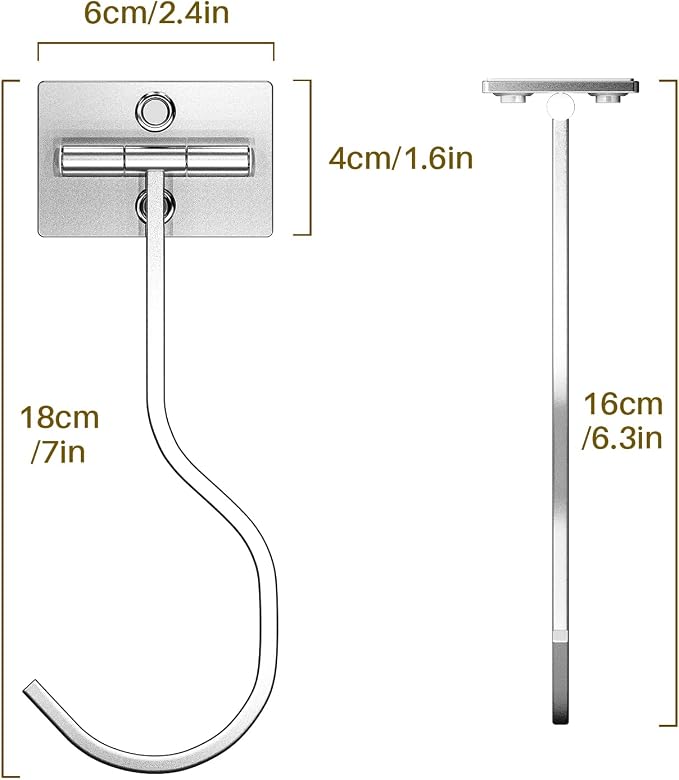 2-Pack Self Adhesive Banana Hook, Metal Banana Hanger Hook,Under Cabinet Hook For Bananas Or Kitchen Items, Foldable Banana Hook, Folds Up With Magnets When Not In Use, Keep Bananas Fresh, Silver | Foldable Banana Hanger, Metal Banana Holder, Hold 20 B... - Image 8