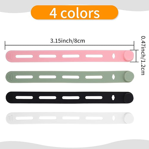 10-Pack Reusable Cable Ties, Silicone Cord Organizer Straps with Lock Buckle, Pink And Green Wire Management for Home, Travel (Pink And Green) - Image 2