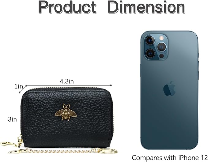 imeetu RFID Credit Card Holder, Small Card Wallet Women, Leather Card Case | Genuine Leather Women's Card & id Cases, Change Coin Purse with Zipper Keychain id Window, 20 Colors & 3 Styles, Daily, Gifts - Image 4