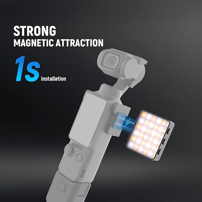 NEEWER Basics Bi Color Magnetic Camera Auxiliary Light Compatible with DJI OSMO Pocket 4 & 3, 1.5W Rechargeable Plastic Mini LED Fill Light Attachment for TikTok Vlog Selfie Video Recording, M24 - Image 4