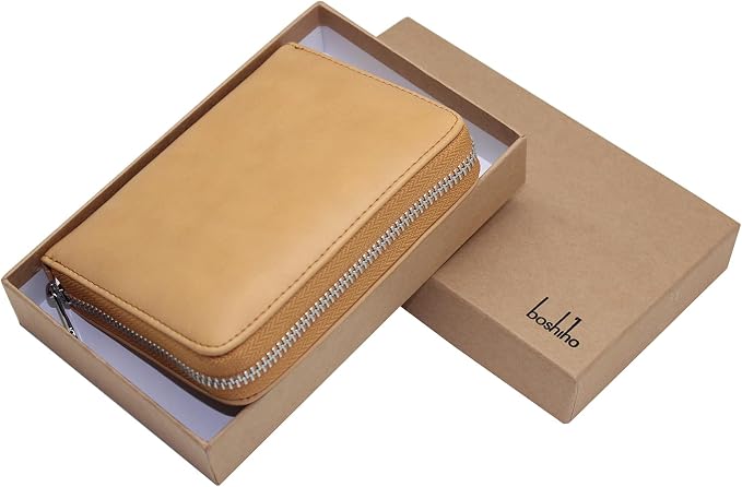 RFID Blocking 24 Slot Credit Card Holder Wallet Real Leather Multi Card Organizer Wallet with Zipper - Image 6