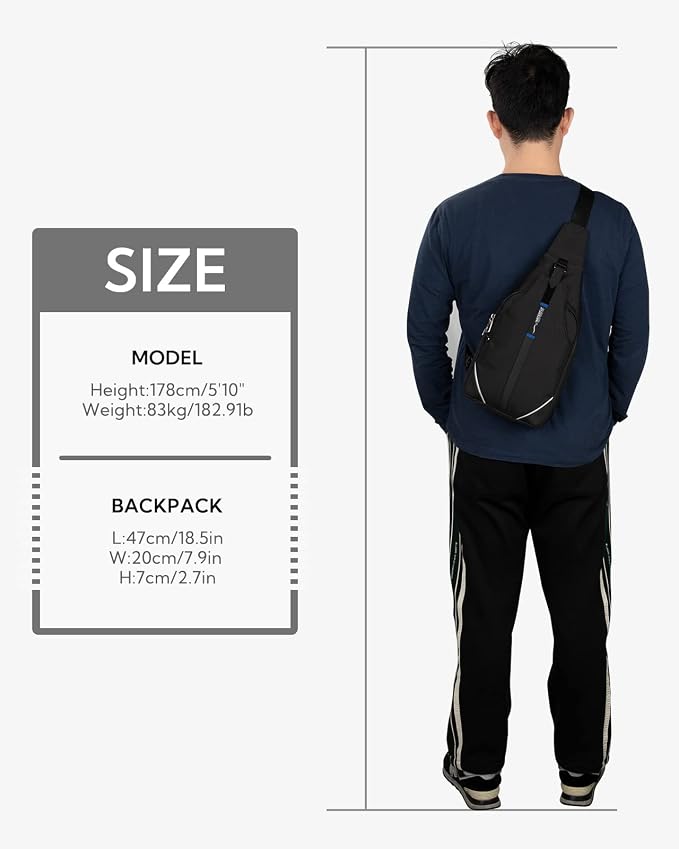 WATERFLY Medium Crossbody Sling Backpack Anti Theft Backpack for Traveling Chest Shoulder Bag - Image 9