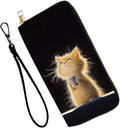 Women's RFID Blocking PU Leather Zip-Around Wallet, Large Capacity Clutch with Phone Holder, Travel Purse & Card Organizer with Removable Wristlet,Messy Cat Drink Coffee by Unknown