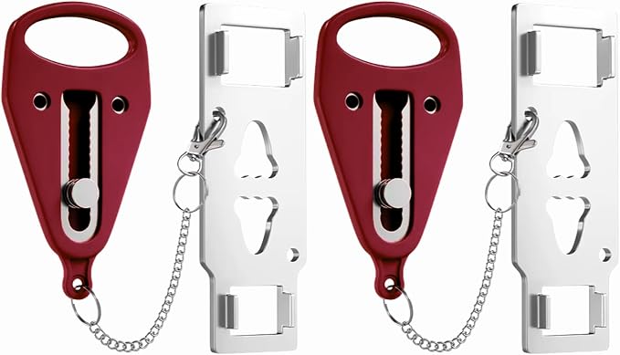 Portable Door Lock 2 Pack for Travel – Hotel Door Locks for Travelers Security – Door Safety Lock from Inside for Home & Apartment – Travel Locks for Hotel Rooms – (Red) by PocketLock