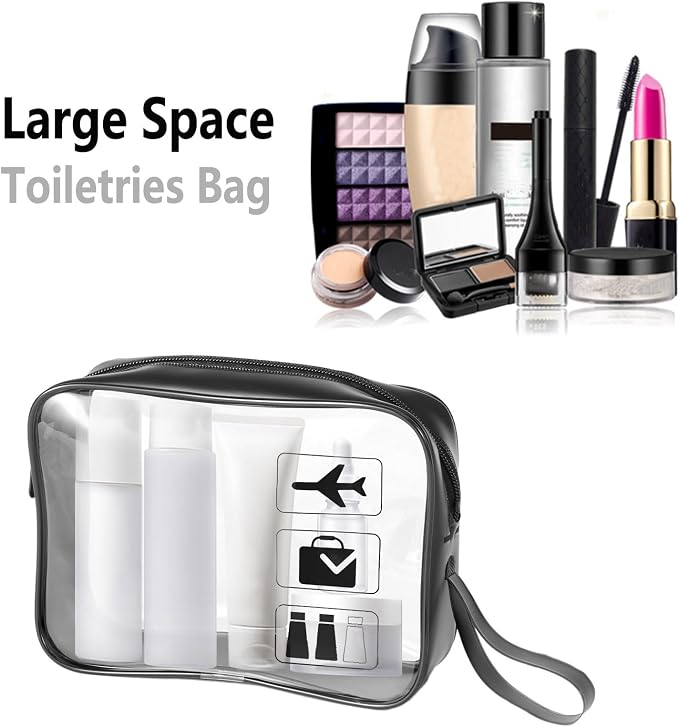 TSA Approved Toiletry Bag 3Pcs,Clear Travel Bags for Toiletries, | 3 Pack,Carry on Airport Airline Compliant Bag,Black - Image 4