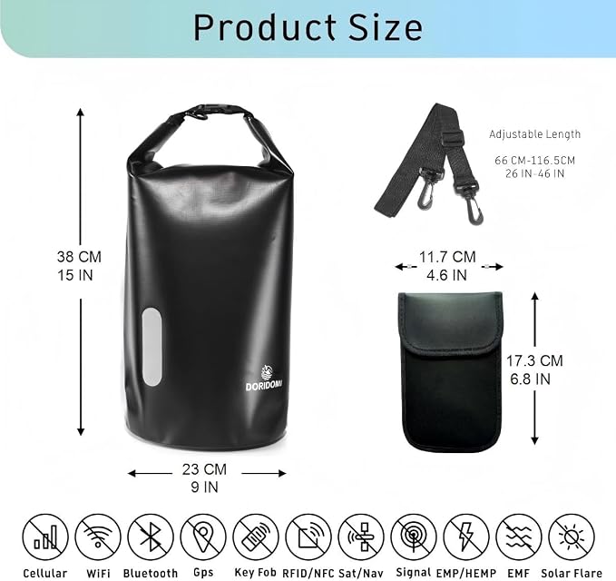 Faraday Bags 11L Set, Waterproof EMP Bag, Military Grade Faraday bag, RFID Signal Blocking Shield Bag, Large Dry Bag for Phones & Laptops Security, Protect Data Devices From Hacking - Image 2