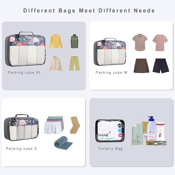 BAGAIL 8 Set/9 Set Packing Cubes Luggage Packing Organizer for Travel, Suitcase Packing Bags for Travel Accessories - Image 4