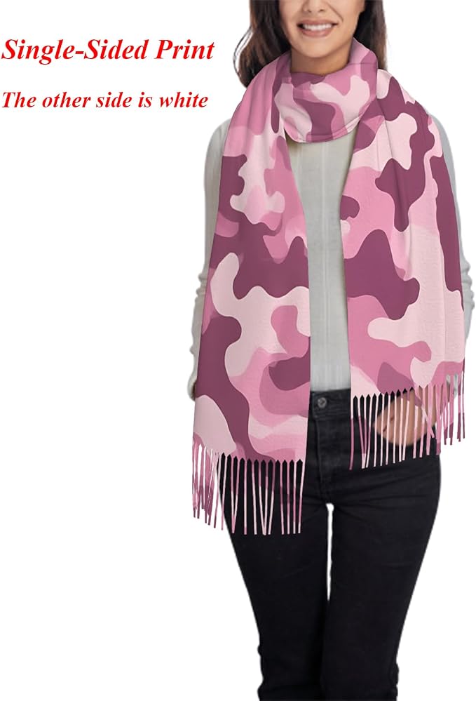 IBILIU Oversize Scarf for Women Floral Flower Purple Prune Color Scarf Tassel Scarves Fall Winter Shawl Wraps - 77.6 x 28.3in - Image 2