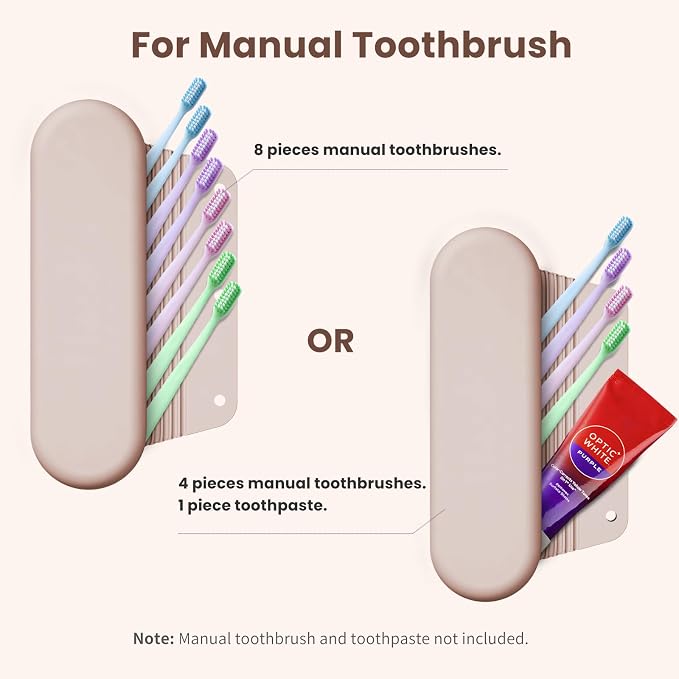 Silicone Electric Toothbrush Travel Case, Manual Toothbrush Travel Cover for Men and Women,Toothbrush Holder for Travel,Gym and More, Fits Most Manual and Electric Toothbrushes - Sand Pink - Image 3