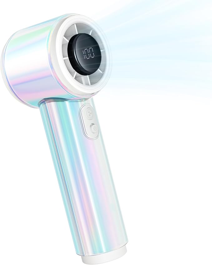 Handheld Fan, 12H Runtime Portable Rechargeable Personal Turbo Fan | 100 Speed, 15000RPM Powerful Battery Operated Hand Held Fan, Summer Essentials for Women Beach Travel Outdoor White by Unknown
