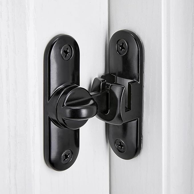 INIRET 3 Packs Black 90/180 Degree Barn Door Latches,Flip Gate Lock | Zinc Alloy Flip Gate Latches,Right Angle Door Lock,for bedroom,garage,sliding door,window,cabinet,drawer,pet enclosures - Image 3