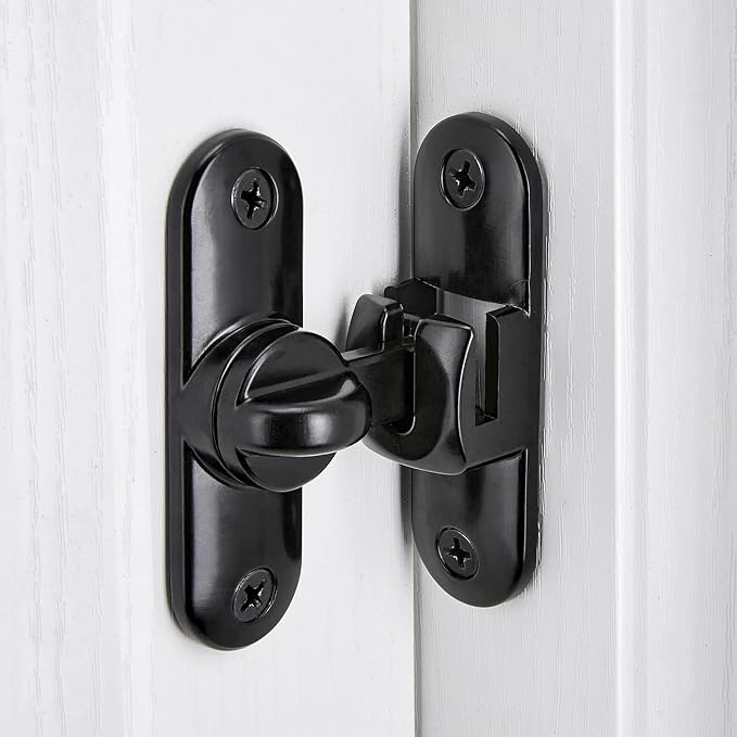 6 Packs Black 90/180 Degree Barn Door Latches,Flip Gate Lock | Zinc Alloy Flip Gate Latches,Right Angle Door Lock,for bedroom,garage,sliding door,window,cabinet,drawer,pet enclosures - Image 3