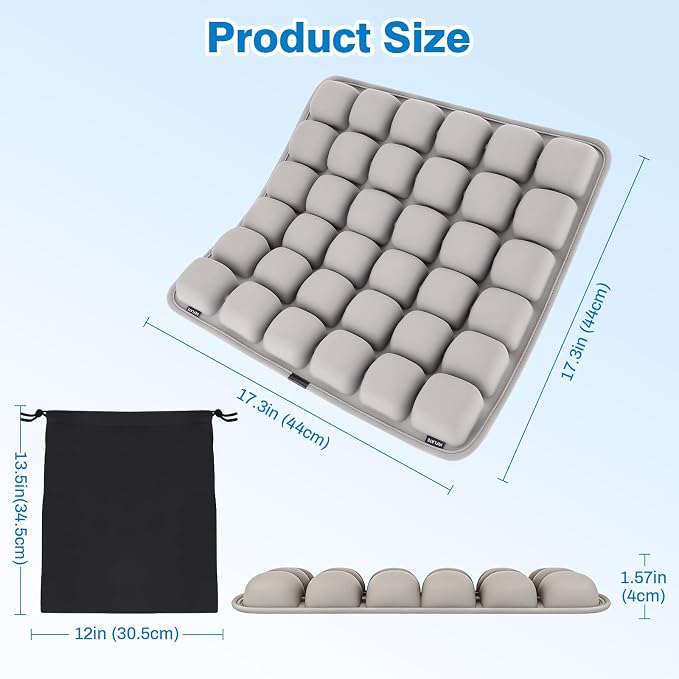 Inflatable Seat Cushion Airplane Seat Cushion for Long Flights | Travel Seat Cushion | Office Chair | Wheelchair | Sciatica Pain Relief | Press-to-Inflate | Portable | Storage Bag - Image 9