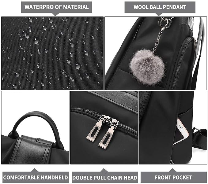 PINCNEL Women Backpack Purse Waterproof Nylon Anti-theft Rucksack Lightweight Shoulder Bag - Image 4