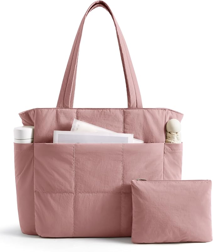 LIGHT FLIGHT Tote Bag for Women, 2-Pc Puffy Tote Bag Set with Compartments, Lightweight Large Shoulder Handbags for Travel by LIGHTFLIGHT
