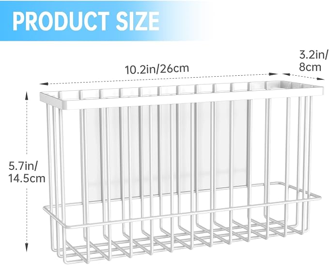 NiHome Magnetic Basket Organizer, Dryer Ball Holder, 1 Pack, White | Hold Up to 14 Lbs, Fits Fridge or Any Metal Surface, No Drill Install, Saves Space for Home or Office, Medium & Small - Image 7
