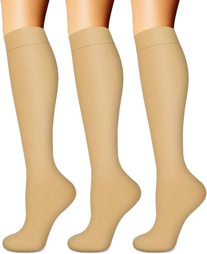 Compression Socks for Women & Men (3 pairs) - Best Support for Nurses, Running, Hiking, Recovery & Flight Socks by BLUEENJOY