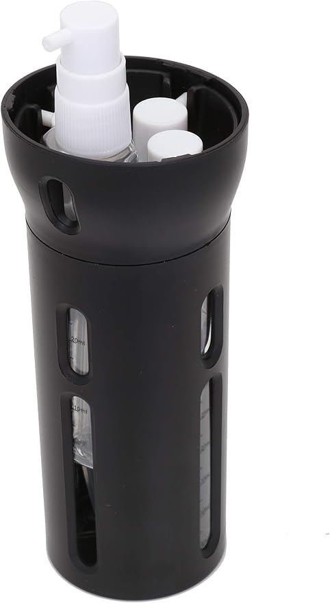 Travigo 4-in-1 Travel Dispenser Bottle, TSA Approved, Leak Proof, Four Reusable 1.4 oz. (40 mL) Toiletry Containers for Shampoo, Conditioner, Soap, Lotion, Skincare (Black) - Image 6