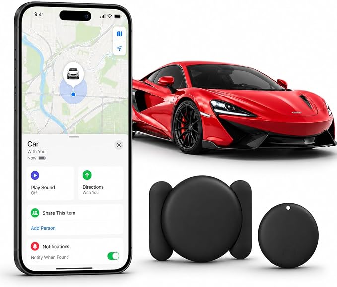 GPS Tracker for Vehicles,Magnetic Waterproof Car Tracker, No Monthly fees, Mini Portable GPS Tracker for Cars, Trucks, Motorcycle, Anti-Theft (iOS Only) by SimpleConvenientEfficie