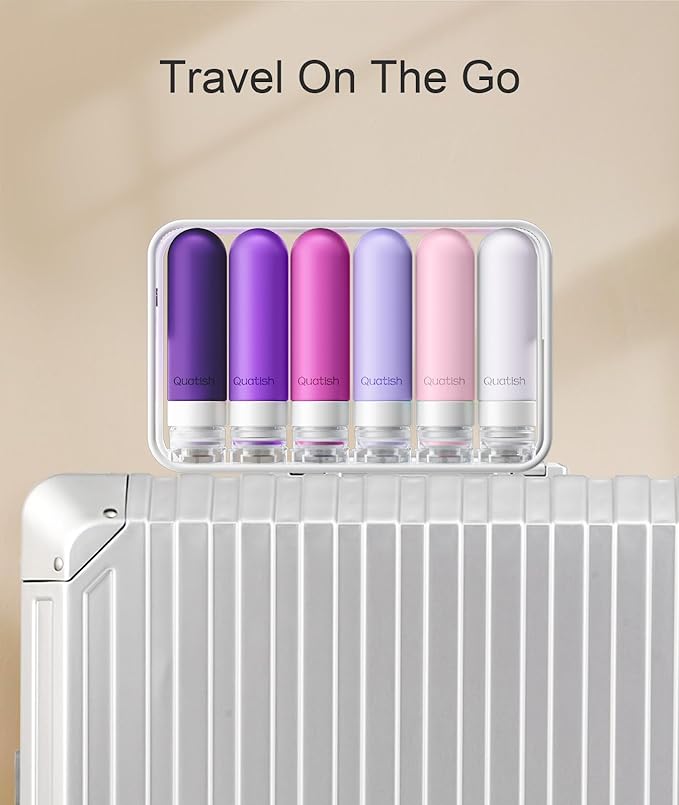 Quatish Travel Bottles for Toiletries 6 Pack, Original Patented Leakproof 3 oz Tsa Approved Travel Size Containers, BPA Free Silicone Shampoo and Conditioner Bottles, Cruise Camping Essentials, Purple - Image 6