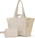 Lightweight Carryall Tote Bag for Women, 25L Expandable Travel Work Bag with Tablet Sleeve, Gym Tote with Yoga Mat Holder & Wet Dry Pocket, 3-Piece Set with Shoe Bag & Cosmetic Pouch (Khaki) by LighttoGoFreetoRoam