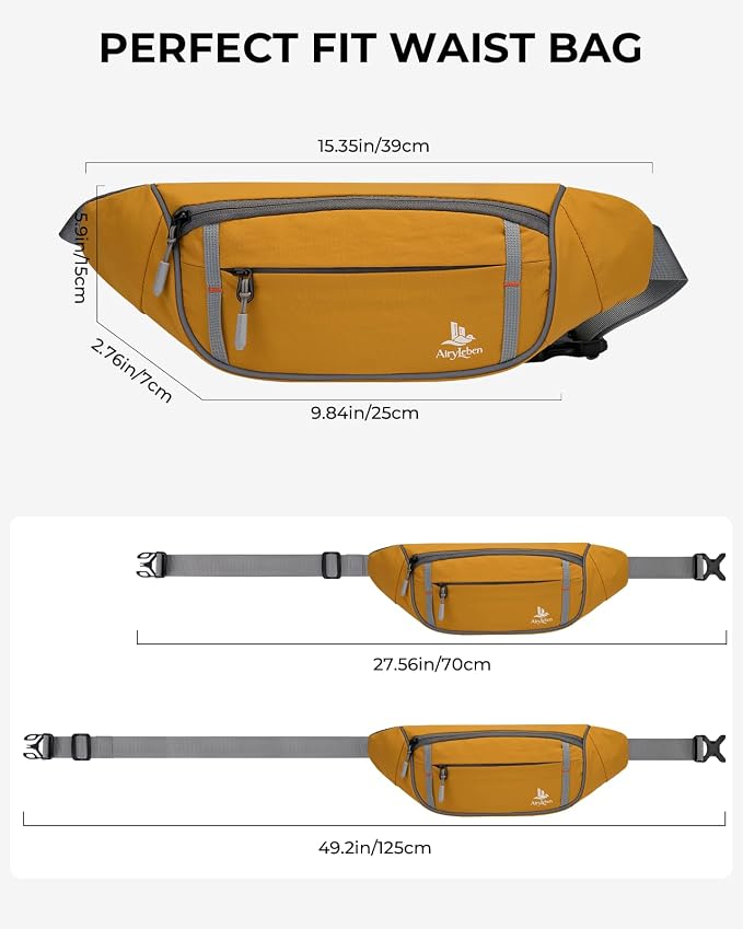 2.5L Fanny Pack for Women & Men, RFID Blocking & Water Resistant Crossbody Belt Bag, Lightweight Adjustable Waist Bag for Running, Hiking, Cycling & Walking (Yellow) - Image 5