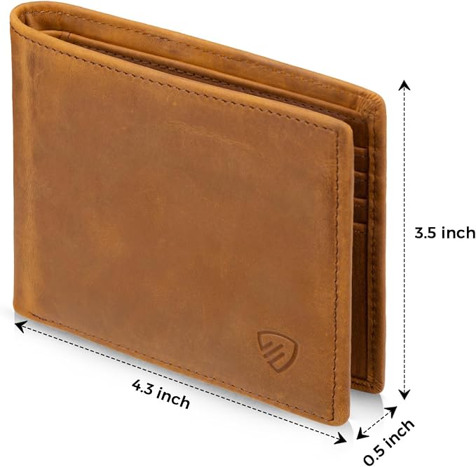RUNBOX Wallet for Men|Slim Bifold Rfid Blocking Leather Wallet|Front Pocket | Genuine Leather,Handmade,8 Card Slots,ID Window,Money Pocket,Coin Pocket, Gift for Men,Minimalist Compact - Image 2
