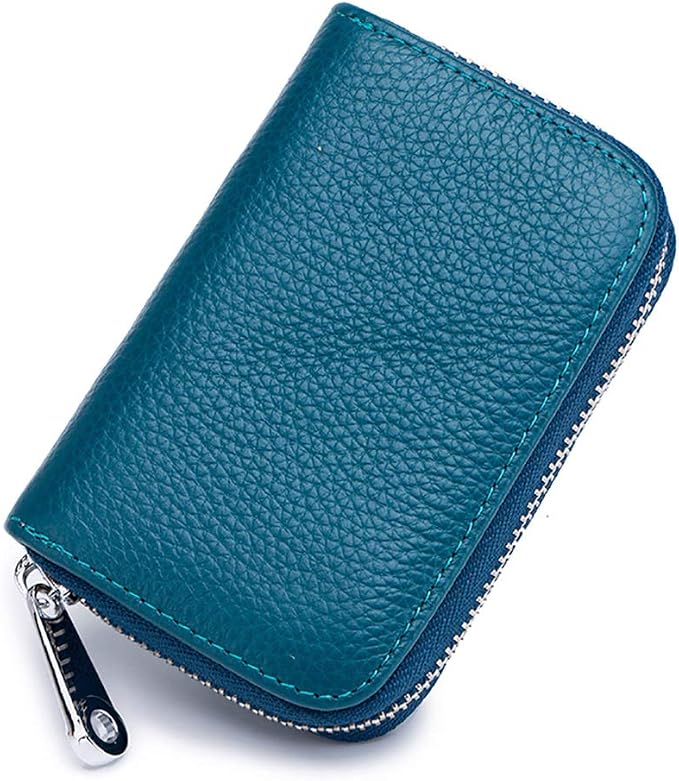 RFID Credit Card Holder Genuine Leather Credit Card Wallet with Zipper | RFID - Image 2