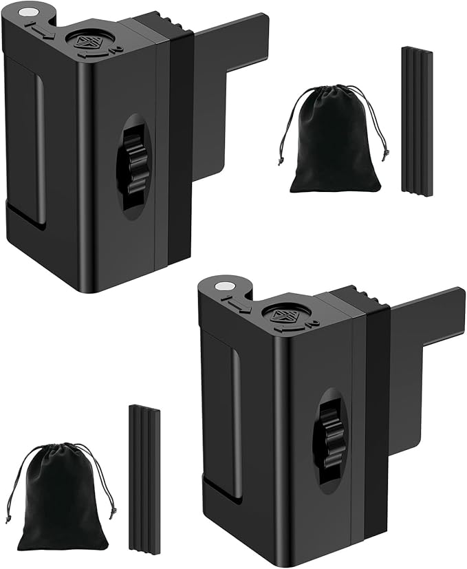 Portable Door Lock for Travel, Adjustable No Drilling Door Reinforcement Lock, Extra Latch Stopper for Hotel Room, Home Apartment, Inward Swing Door - Family & Travelers Security (Black-2PCS) by AnobeyiHardware