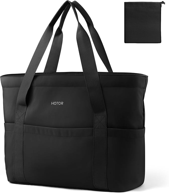 HOTOR Tote Bag for Women, Large Foldable Travel Shoulder Bag with Pouch | Work School Travel, Nurse Teacher Student, Zipper Closure Storage Pouch, Lightweight Durable by HOTOR