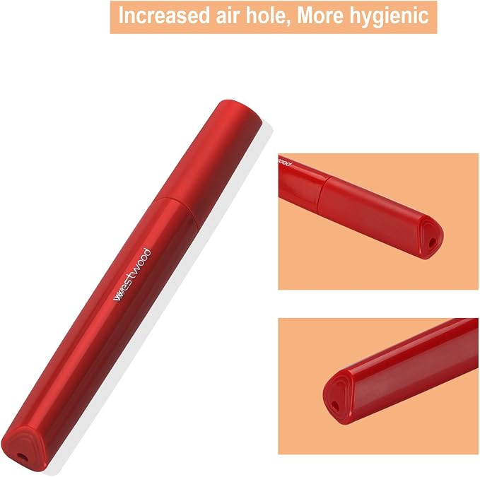 Portable Travel Toothbrush Case, Plastic Container Toothbrush Holder Brushes Box Breathable Design with Air Hole More Hygienic Toothbrush Tube for Home Daily Business Office (Red) - Image 3