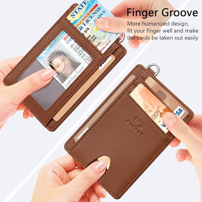 FurArt Slim Minimalist Wallet RFID Credit Card Holder for Men | slim minimalist compact rfid id window thin - Image 3