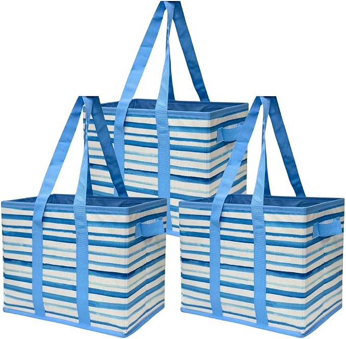 DURASACK Grocery Tote 3-Pack All-Purpose Collapsible Totes with Handles Kitchen Reusable Grocery Bags by DURASACK