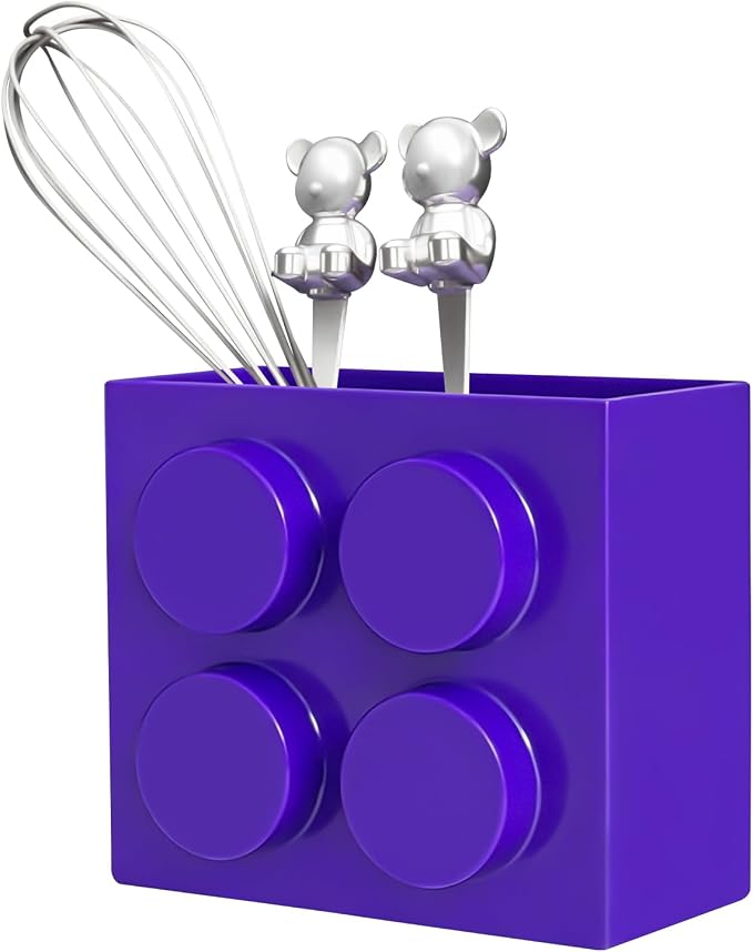 Magnetic Basket Organizer for Fridge - Lego-Style ABS Plastic Storage Box,No Drill Design for Kitchen Counter, Microwave & Whiteboard, Holds Up to 3.5 lbs (deep purple) by Unknown