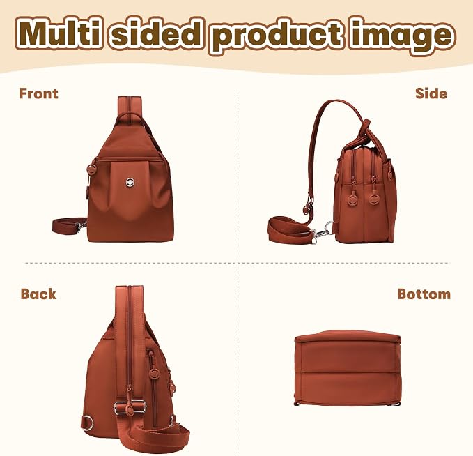 Waterproof 2-Way Mini Commuter Bag, Multi-Compartment Oxford Small Backpack, For Women, Collegeman, Commuter, Travel with Anti-Theft,Three in One Multifunctional Convertible Design (Orange) - Image 7