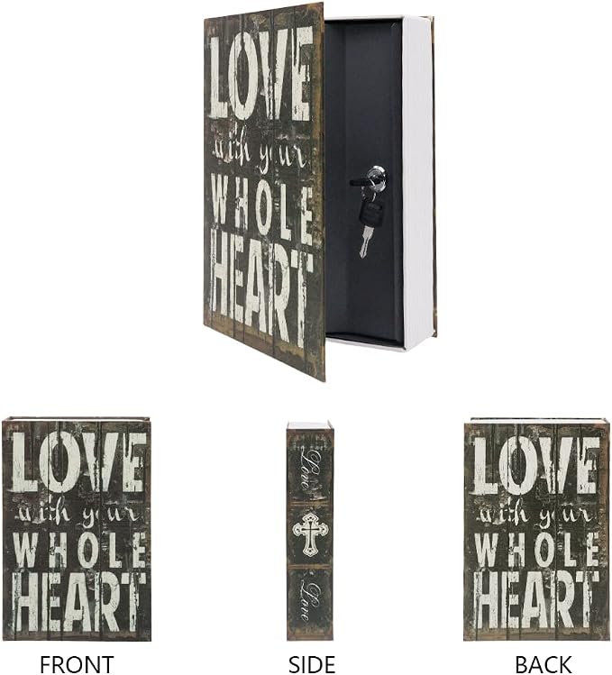 PACOLO Diversion Book Safe Storage Box (9.5"6"2.2"), Dictionary Secret Safe with Security Key Lock, Love, Key - Image 2