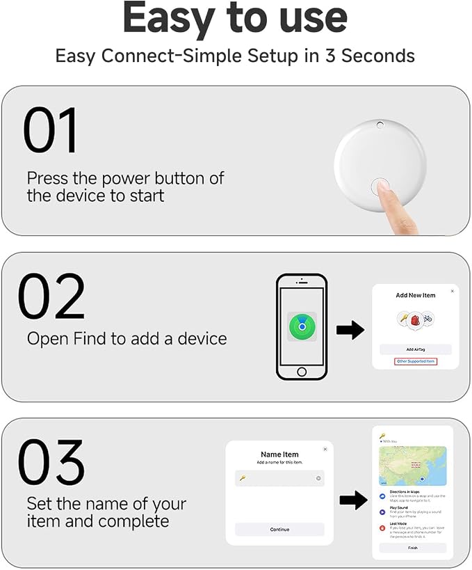 5 Pack Air Smart Tags for Apple Find My, IP67 Waterproof Bluetooth Smart Trackers for Keys, Luggage, Wallet, (iOS Only) Key Finder with Replaceable Battery, Bluetooth Item Finder - Image 7