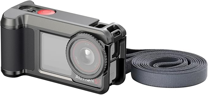 SMALLRIG Street Grip Kit for DJI Osmo Action 5 Pro / 4/3, Aluminum Cage with Shoulder Strap, Lens Protection Ring, Protective Frame with 1/4"-20 Locating Holes, for Street Photography - 6371 by SmallRig
